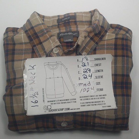 Medium Eddie Bauer flannel shirt 100% cotton. Like new. Comfy and warm. - Picture 7 of 7